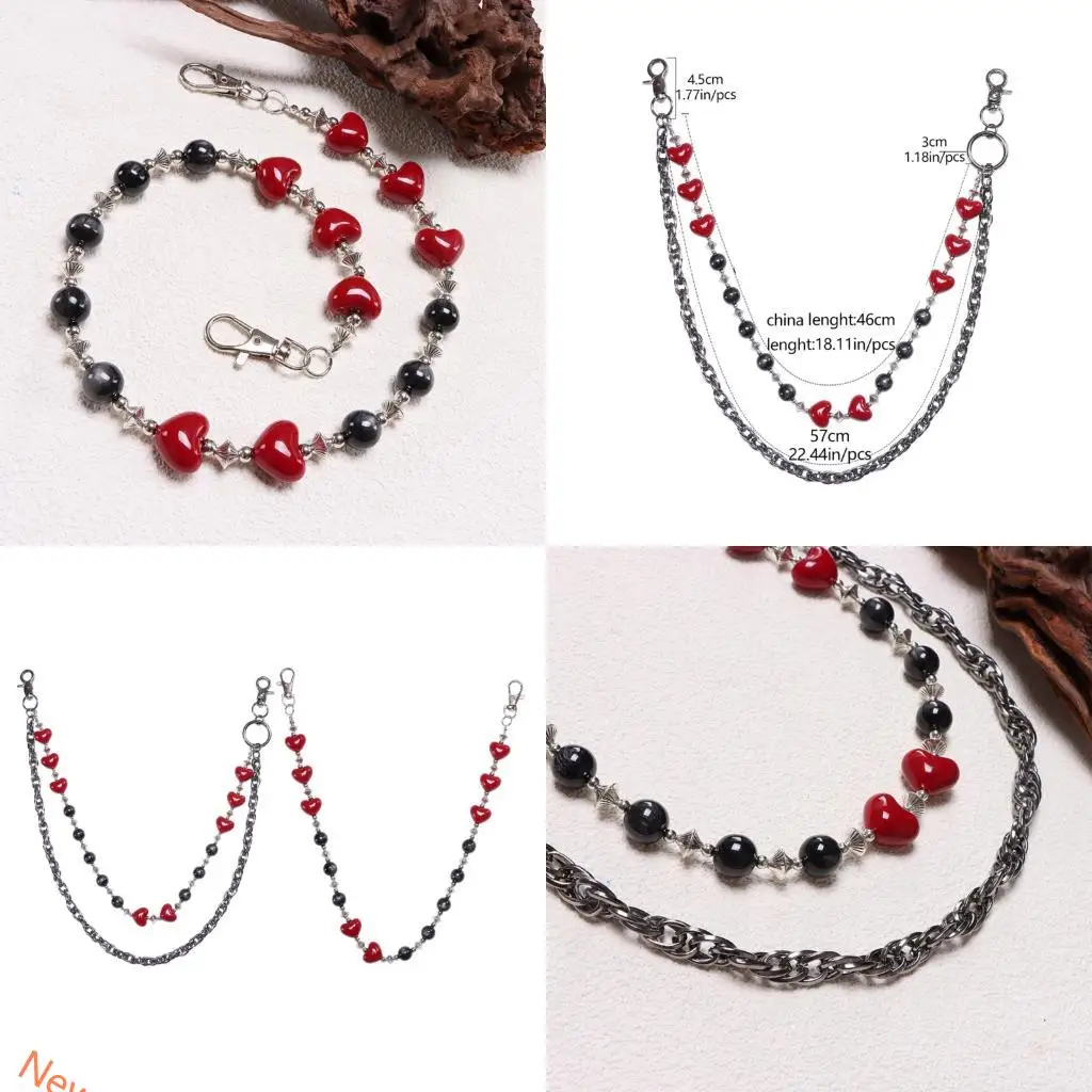 ハートビーズパンツチェーンズボンチェーンウエスト装飾女性ファッションアクセサリー-lxad