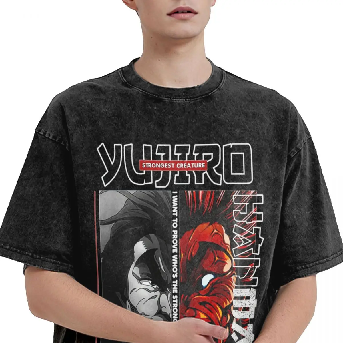 Yujiro Hanma The Strongest Creature Baki T-Shirt Harajuku T Shirts Short Sleeve Tshirt Beach Cotton Crew Neck Oversized Top Tees