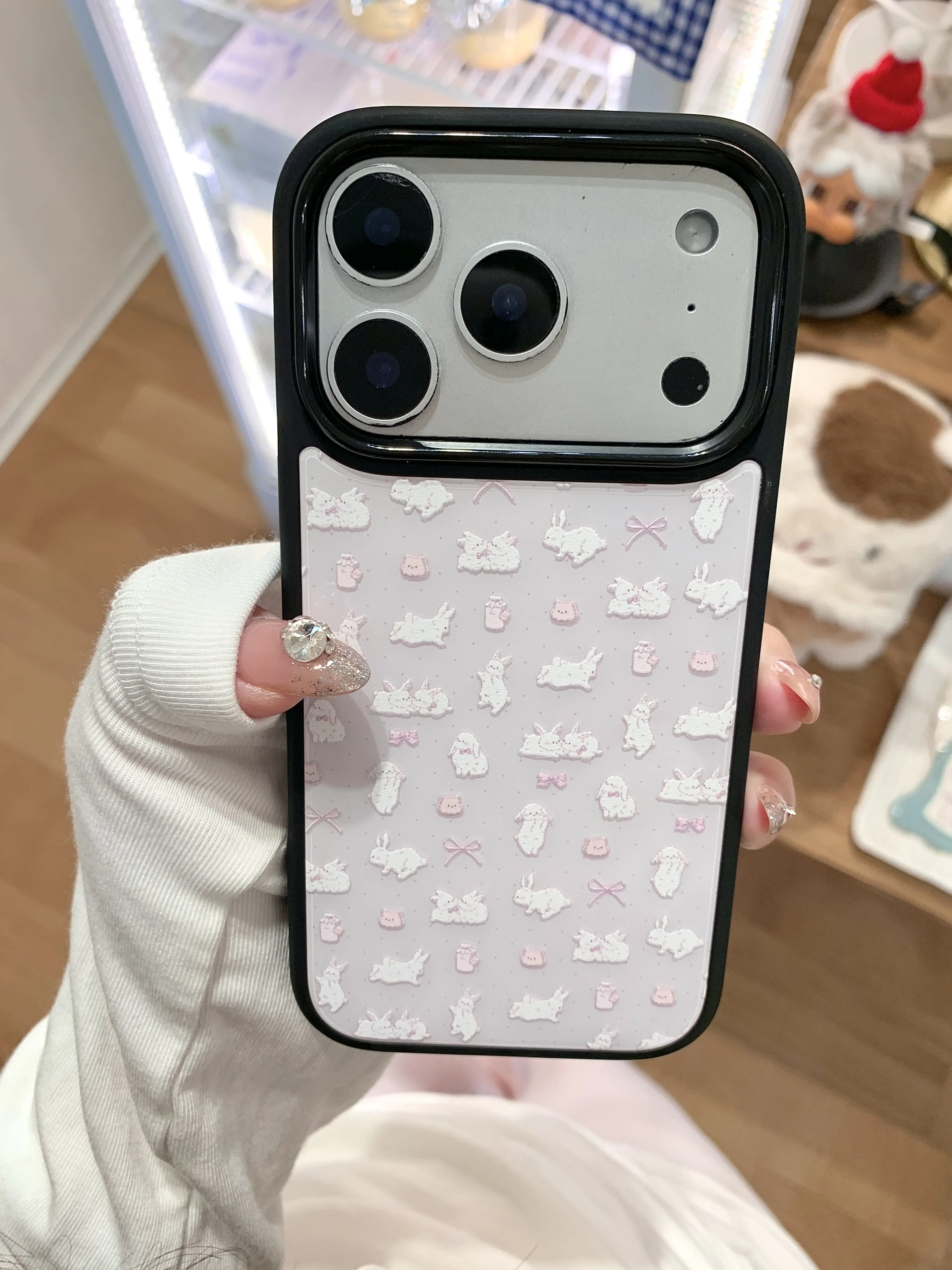Coque de téléphone Y2K coréenne à pois roses avec nœud et lapin pour iPhone 18 11 12 13 14 15 16 17 AIR Pro Max Plus, coque souple antichoc