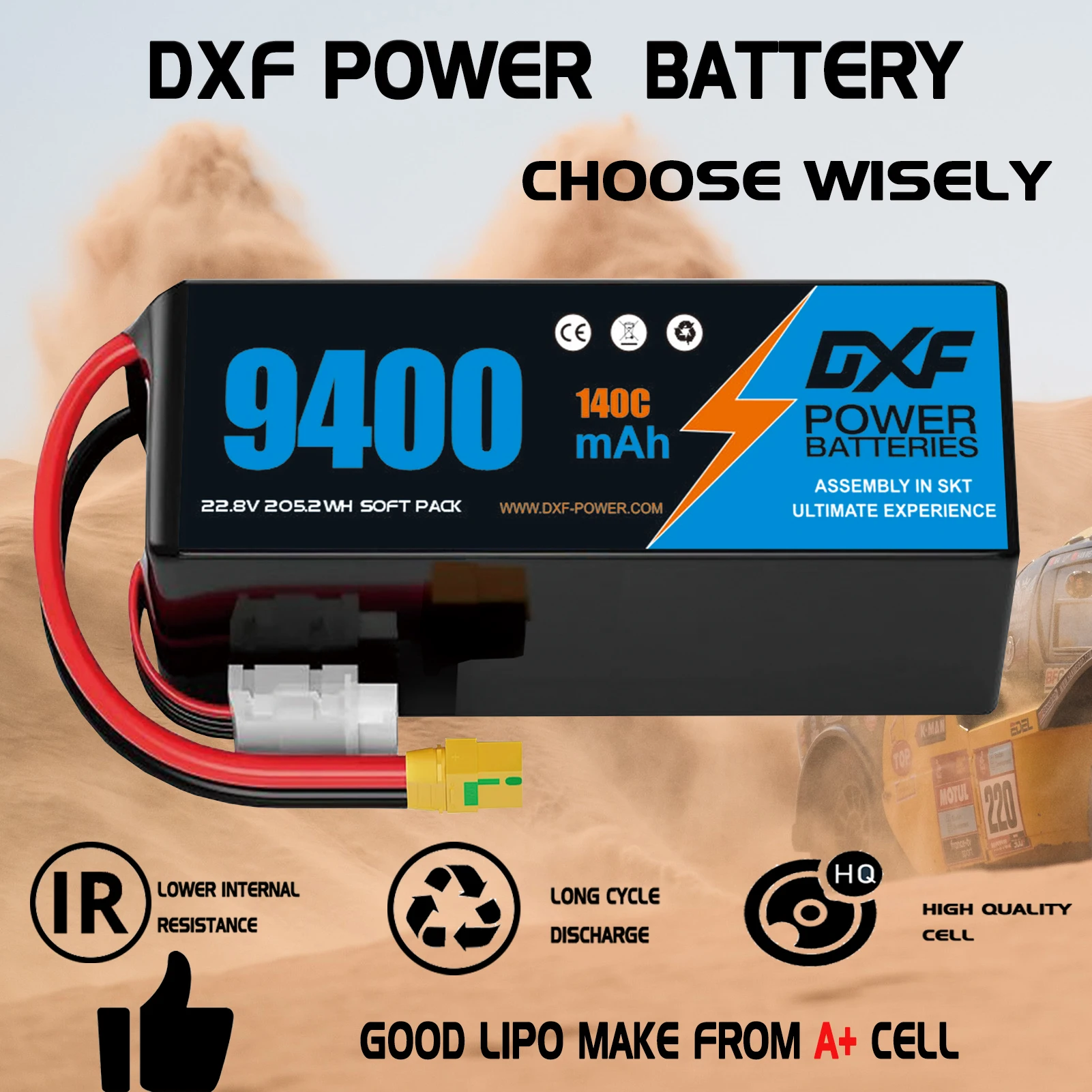 DXF Lipo 6S Battery 22.8V 140C with XT60 EC5 TRX T/DEANS XT90 XT150 Plug For 1/8 Buggy RC Car Boat Airplane