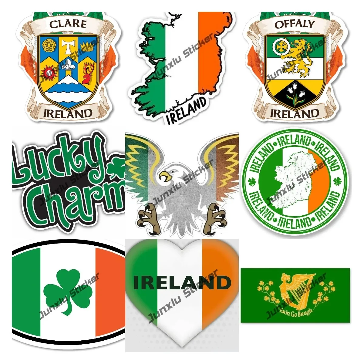 

Irish Souvenir Sticker St. Patrick's Day Stickers Shamrock Roll Decals Irish Decoration National Flag Glue Sticker Accessories