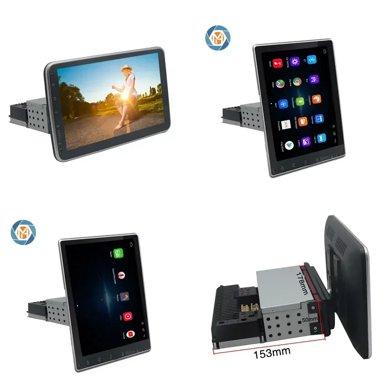 for Android Car Radio 10.1 Inch 1 Din Vertical Screen GPS Navigation Stereo Multimedia Player with 180 Degree Rotatable