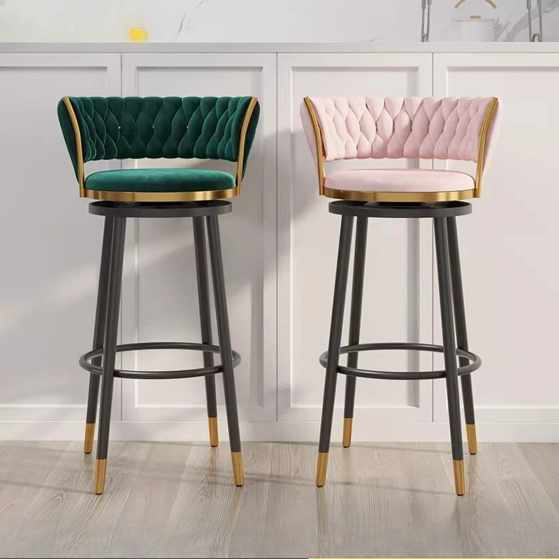 Modern Swivel Bar Stool - Adjustable Height Round Seat Stool for Home Kitchen Island, Cafe Bar & Reception Counter