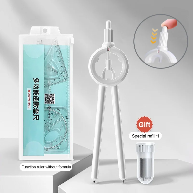 Multifunctional Compass Ruler Digital Display Blue/White/Pink Art Use Student Exam Geometry Engineering Compass Drawing Tool Set