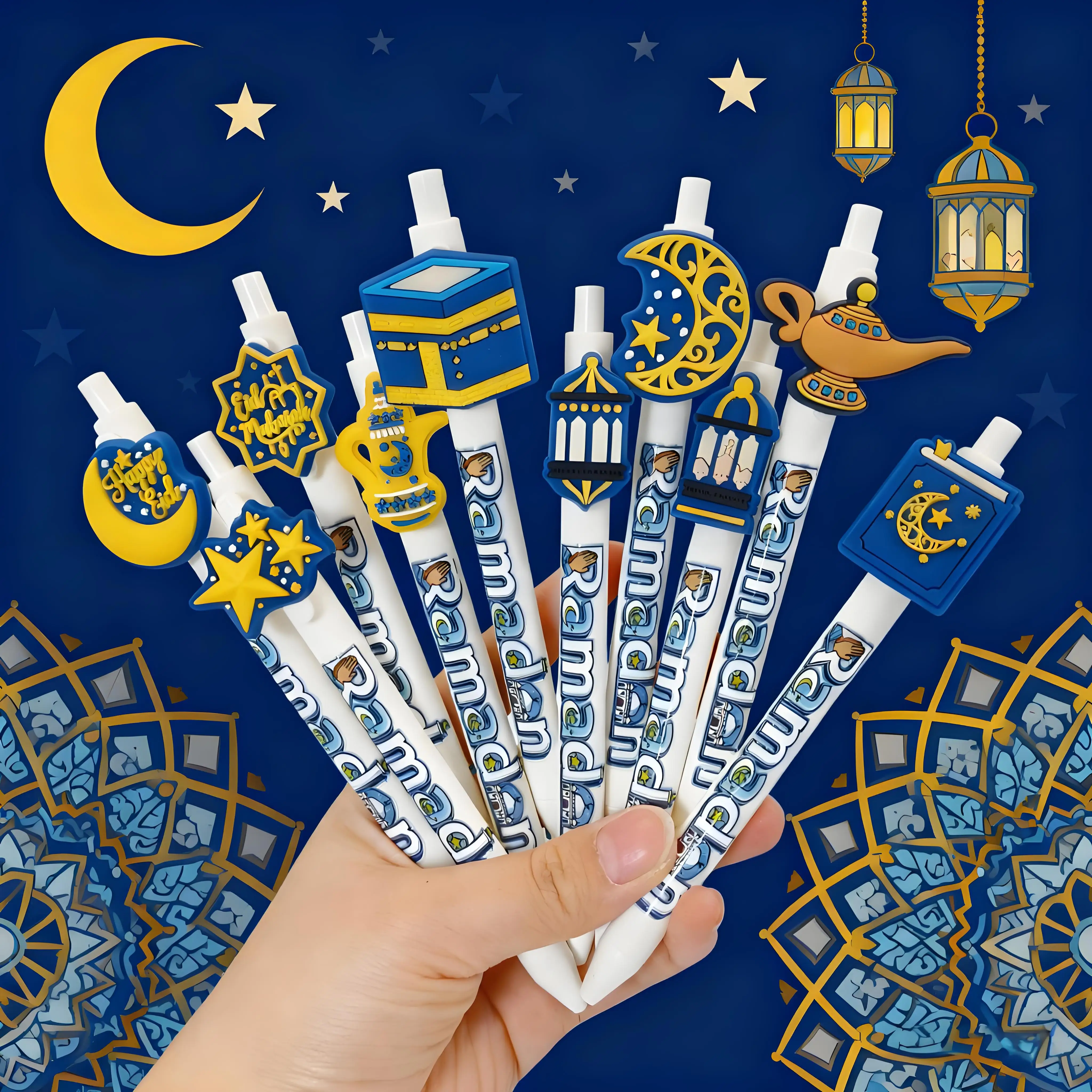 

6 шт./12 шт. основная шариковая ручка для Рамадана, шариковая ручка для фестиваля Луны, праздничный подарок, ручка