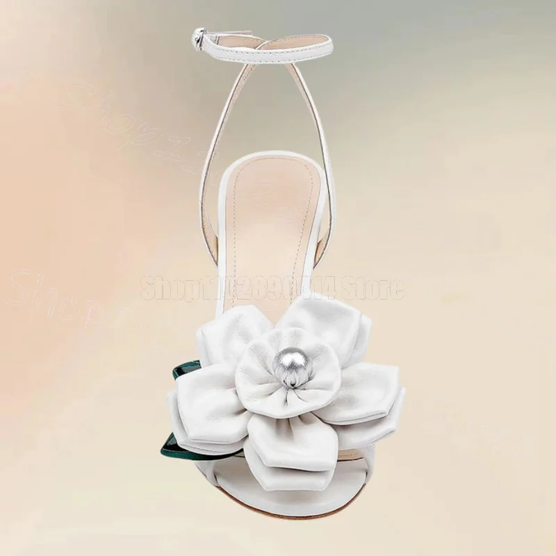 Branco apliques contas decoração sandálias de renda fivela cinta sapatos femininos finos salto alto dedo do pé aberto festa namoro 2025 zapatos para mujere