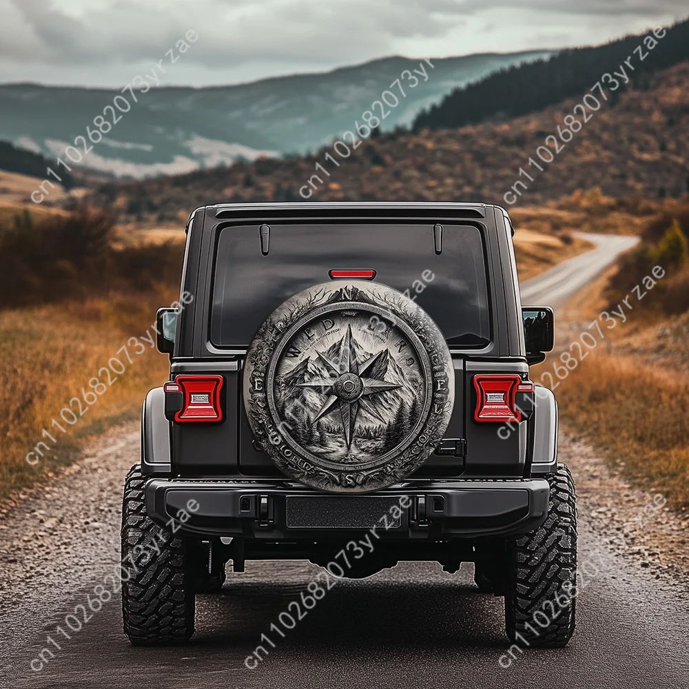 

Vintage Compass Various Models Spare Car Tire Cover Sand Dust Prevention Protect Wind Rain Tire Cover Sturdy Durable Tire Covers