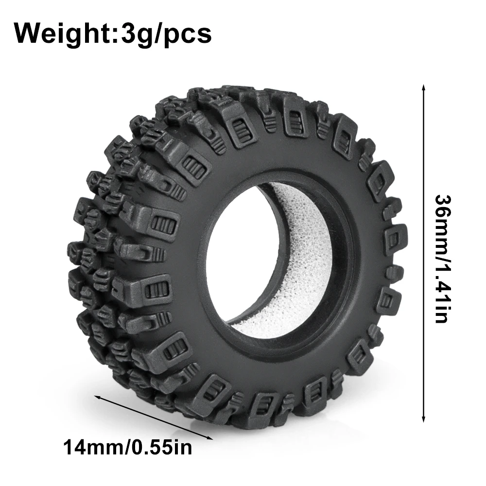 1/30 Rc Crawler Tires 36mm 0.7in Soft Rubber All Terrain Tyres For 1/30 Rock Mud Car Axial Scx30 Ascent-32 Tires Upgrade Parts