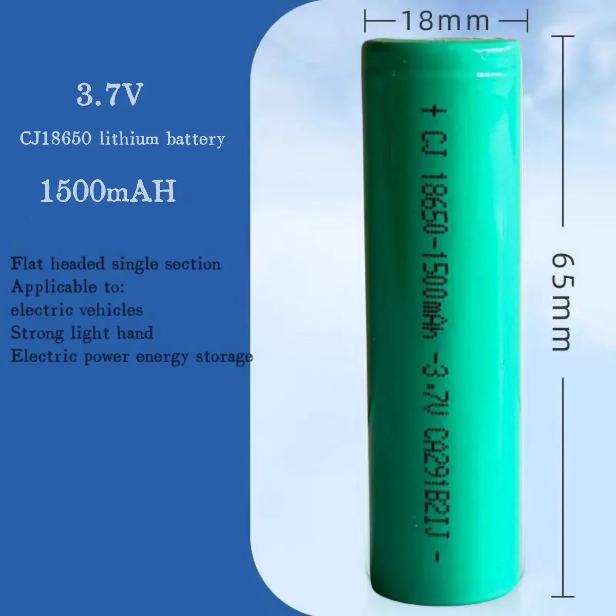 100% Original For 18650 1500mAh 3,7V Rechargeable Battery - Charger