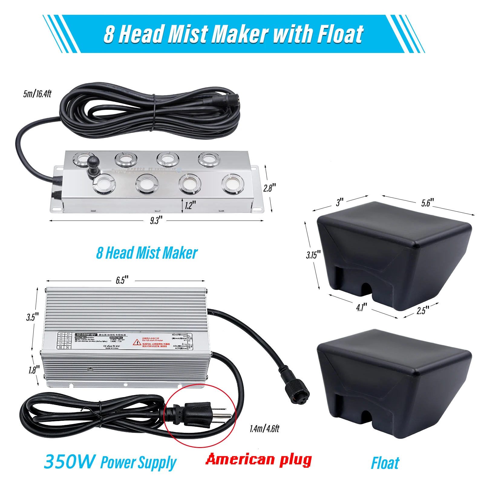 110V/220v 4/6/8/10/12 Head Ultrasonic Mist Maker Fogger Stainless Steel Air Humidifier Greenhouse For Hydroponics High Quality