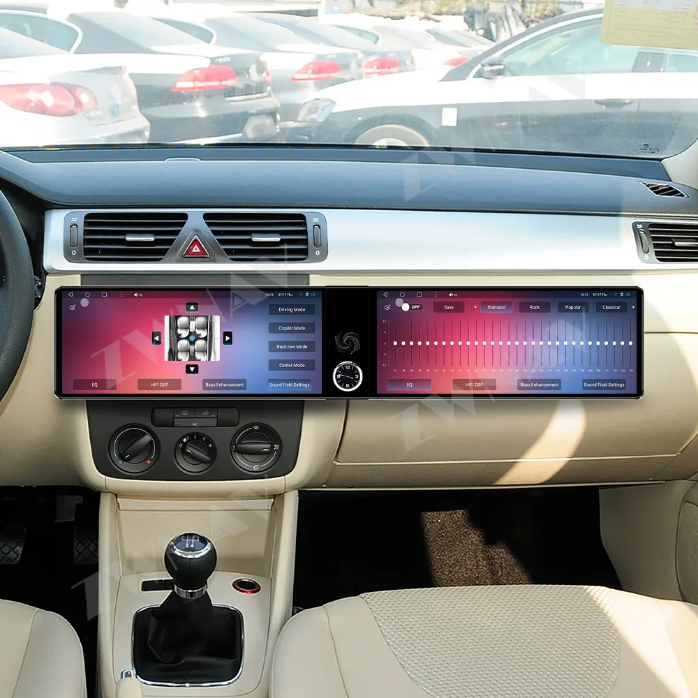Acessórios para Interior de Carro Android 13 Tela Dupla HD de 12.3 Polegadas para Volkswagen Bora 2008-2012 Central Multimídia GPS Automotiva