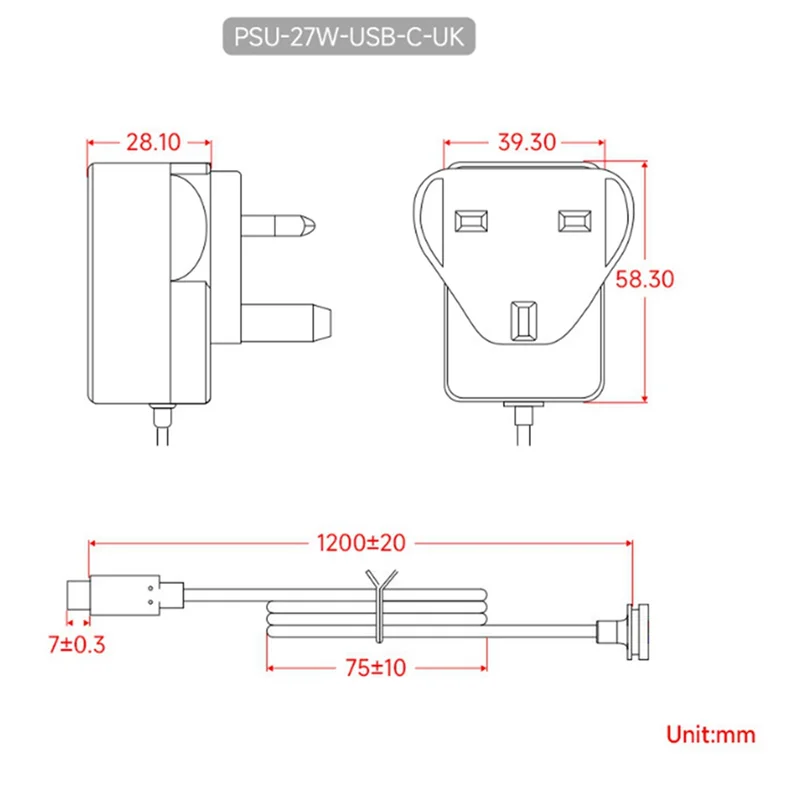 

Превосходный блок питания USB Type-C PD для Raspberry Pi Generation 5, 27 Вт, многофункциональный источник питания с интерфейсом USB-C и британской вилкой Dur