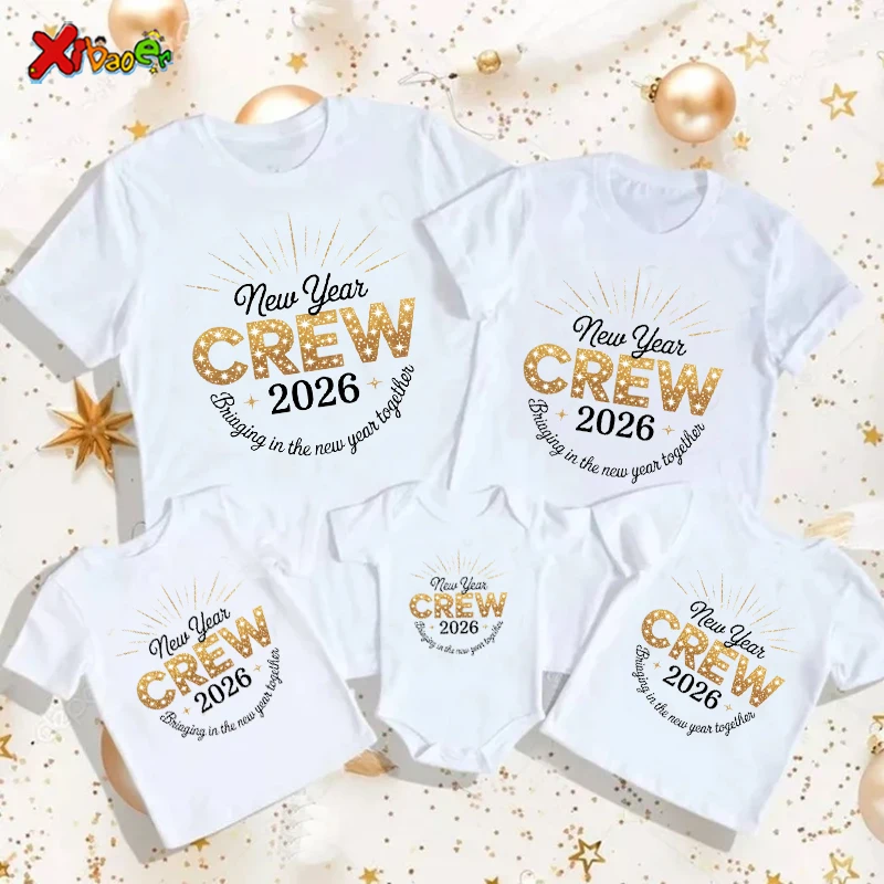 Happy New Year 2026 Shirt Family Matching Outfits for Girls T Shirt Squad Clothes Party Baby Tshirt Clothing Children Outfit