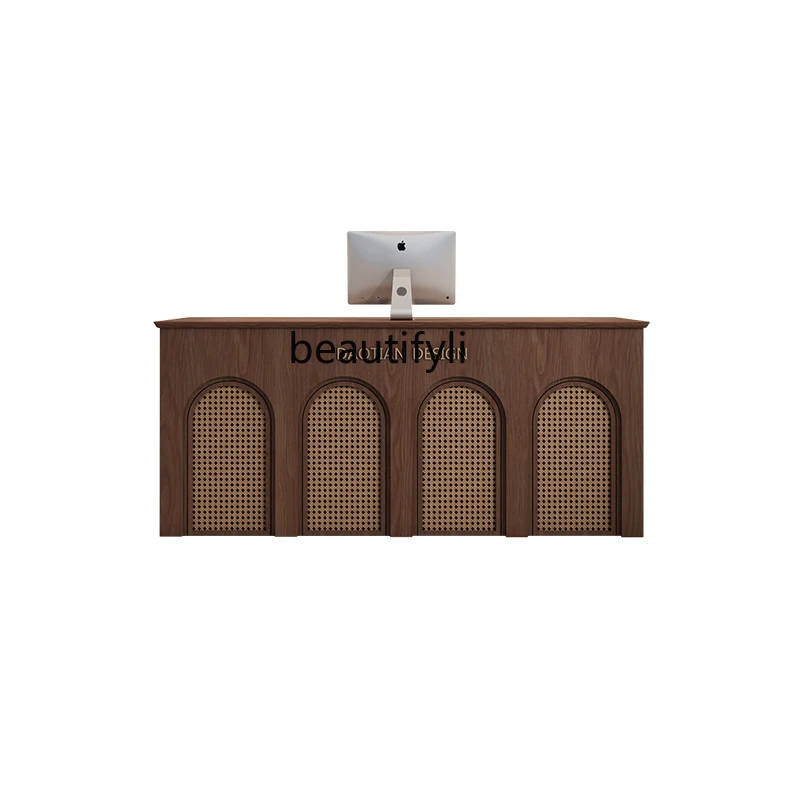 

Retro Cafe Bar Counter Homestay Hotel Reception Desk Clothing Store Cashier Beauty Salon Solid Wood