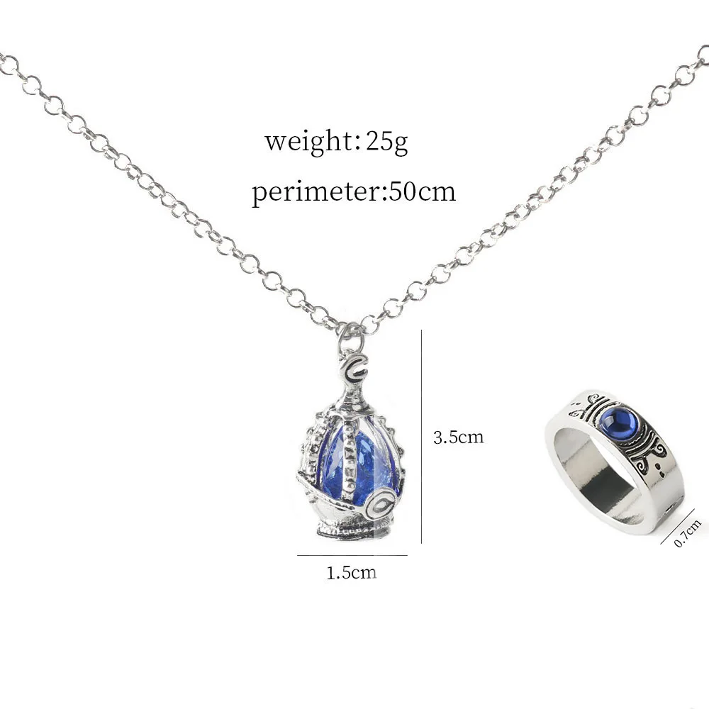 Anime Puella Magi Madoka Magica Soul Gem Necklace Crystal Pendant Ring Cosplay Costumes Lovers Jewelry Set Accessoies Prop Gifts