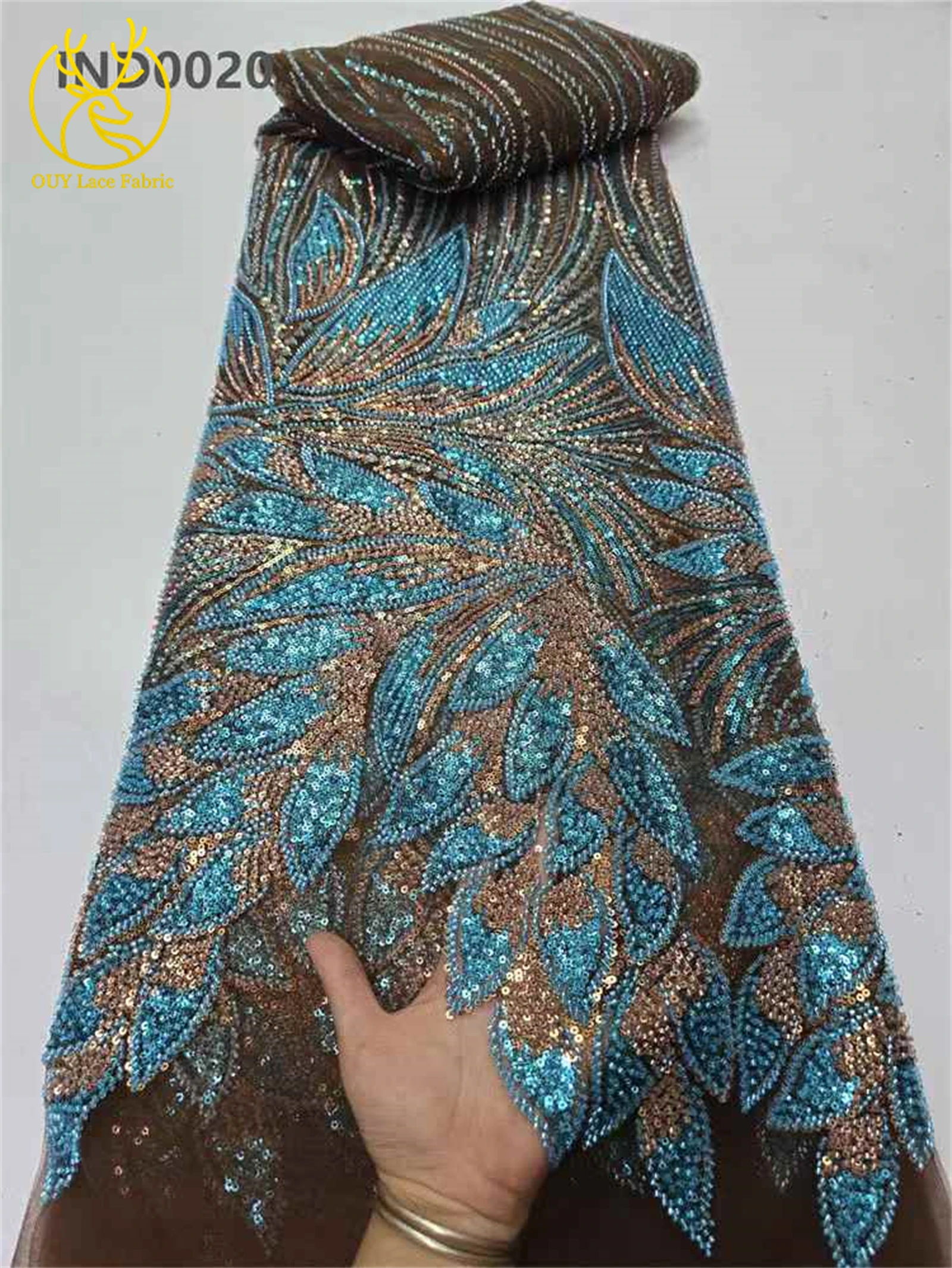 

Fine Handmade Beaded Embroidery French Tulle Lace Fabric High Quality African Nigerian Luxury Sequin Lace Fabric Wedding Dresses
