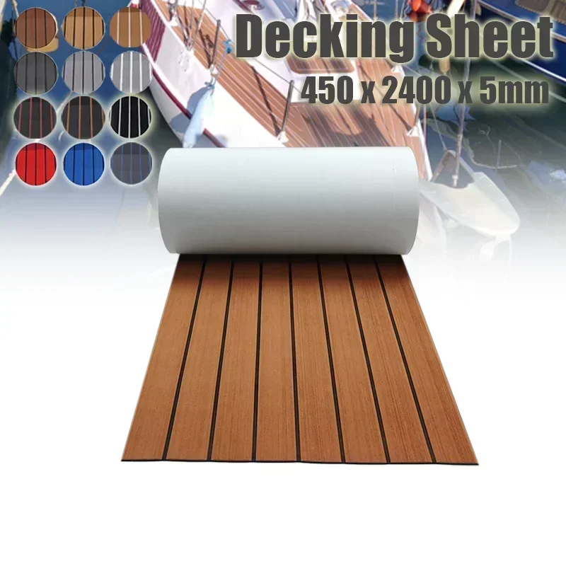 450x2400x5mm EVA Foam Decking Faux Teak Boat Mat Brown Deck Sheet Yacht Flooring Anti Skid Mat Self Adhesive Vehicle Pad