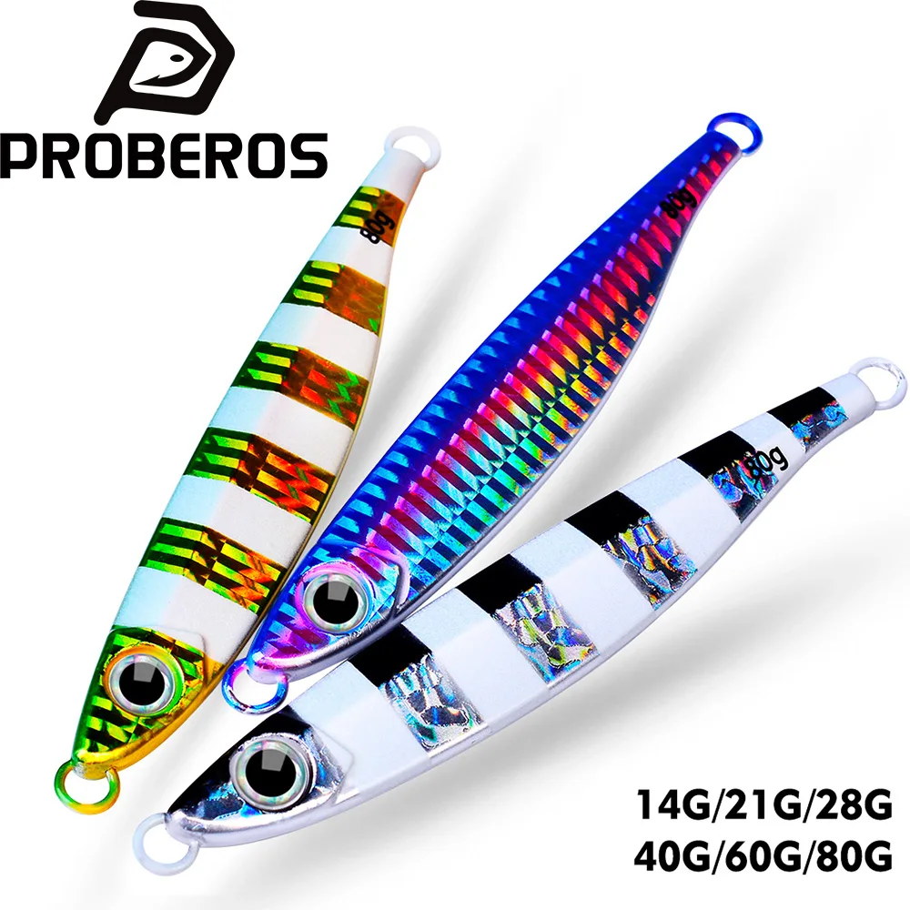 PROBEROS 1 Stück Metall-Gussköder 14/21/28/40/60/80g Uferköder zum Jiggen, Seebarsch-Angelköder, Künstlicher Köder, Angelzubehör