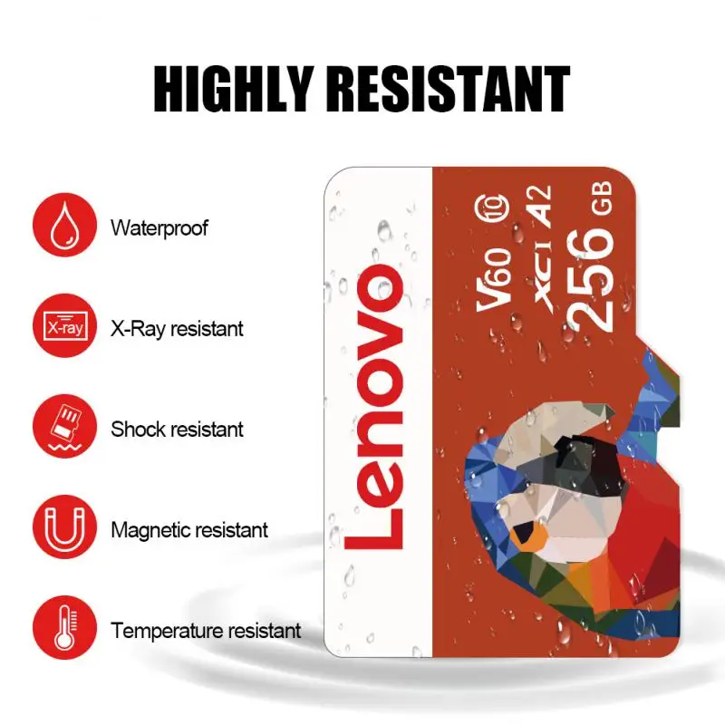 Lenovo Cartão De Memória kartu memori A2, kecepatan tinggi menulis kartu memori kecepatan tinggi tahan air 1TB dengan adaptor