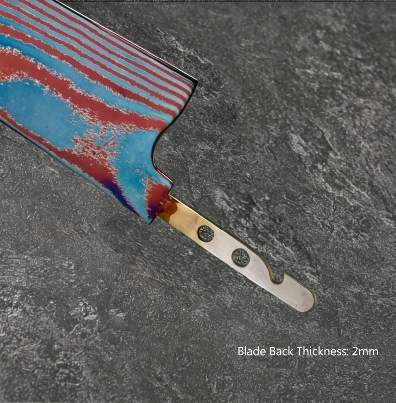 WILDMOK 8 Inch Forged Blued Knife Blade, GT Core‑Free Damascus Steel Blank Knife Blade for DIY Knife Making