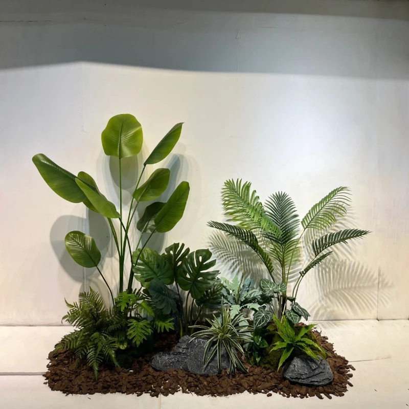 Simulation green plant stacking landscaping hotel window light luxury modeling green plant ornament flower slot flower box