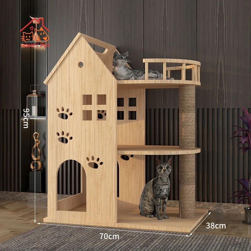 Solid Wood Cat Climbing Frame Cat Nest Villa Tree One Cat House Climbing Post Cat Castle Indoor Household Tree for Cat New