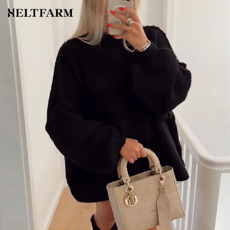 

2023 Women's New Autumn Street Fashion Loose Casual Knitted Pullover Sweater