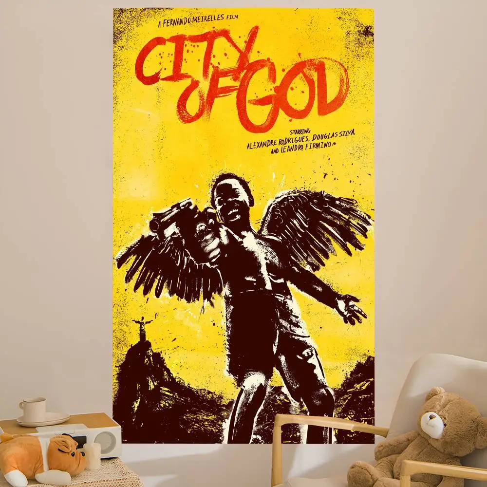 Movie City of God Anime Tapestry Hippie Flower Wall Carpets Dorm Decor Wall Hanging Home Decor