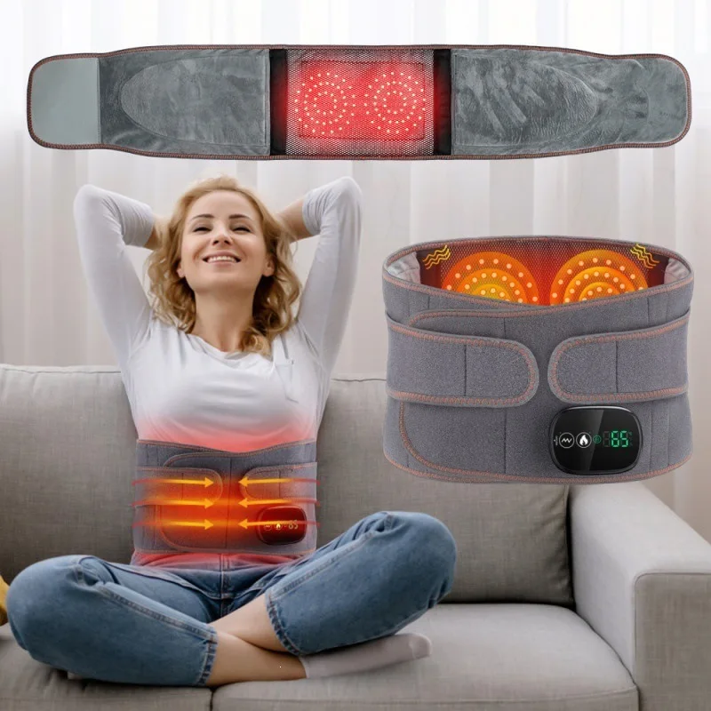 Infrared Heating Waist Massager Electric Belt Vibration USB Charge Red Light Hot Compress Lumbar Back Support Brace Relaxation
