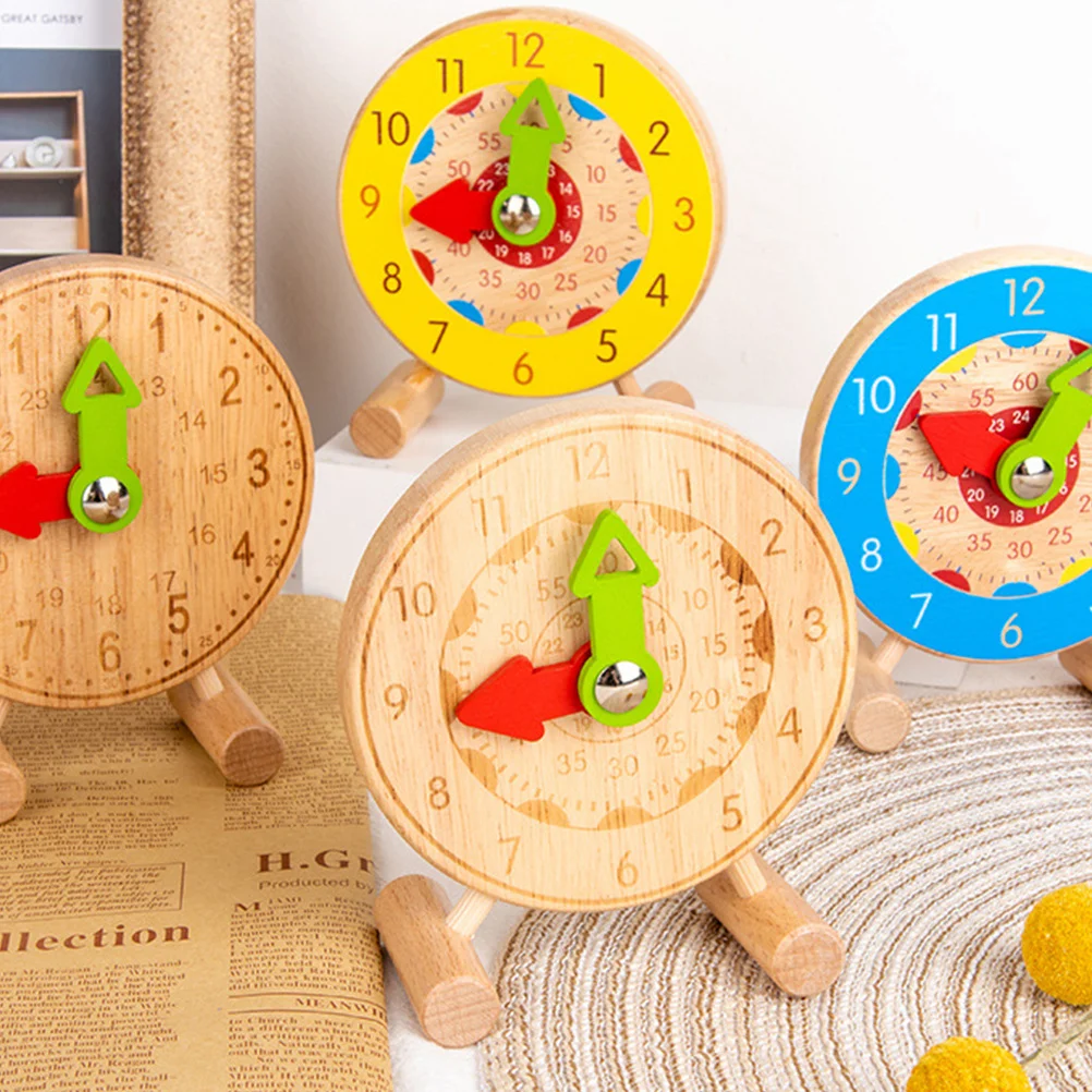 Kinder-Uhr-Bausteine Kreative Holz-Zahlen-Uhr Pädagogisches Lernspielzeug zur Zeitkognition Buntes Formenerkennungs-Spielzeug