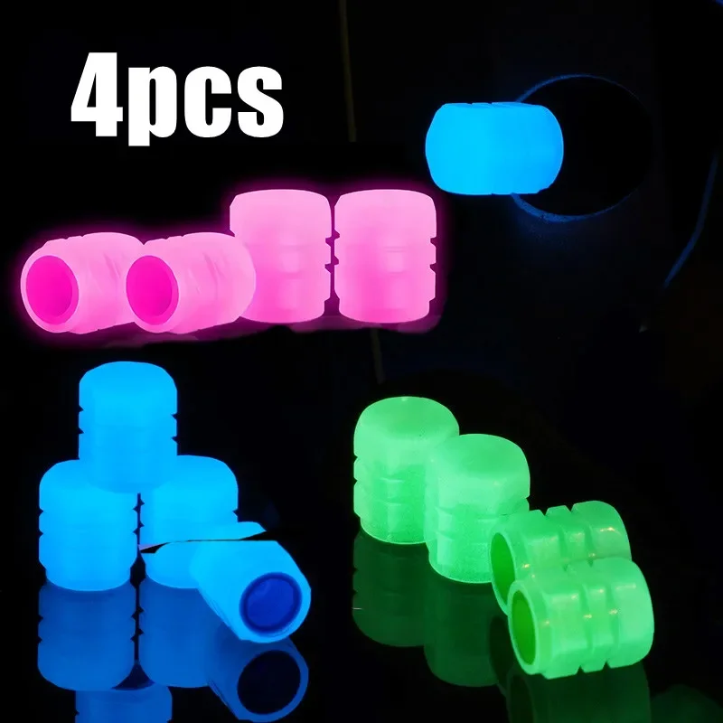 4pcs Motorcycle Valve Core Electric Scooter Accessories Car Tire Fiber Hat  Light Luminous Scooters Cycling Sports