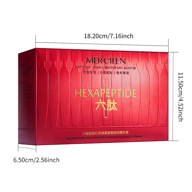 Mercilen Six-Peptide Collagen Red Ginseng Essence 1.5ml*30 Vials, Contains Hyaluronic Acid, Ceramide, and Plant-Derived Squalane to Moisturize and Brighten Facial Skin, Making It Look Younger, Suitable for All Skin Types, Travel-Sized Packaging