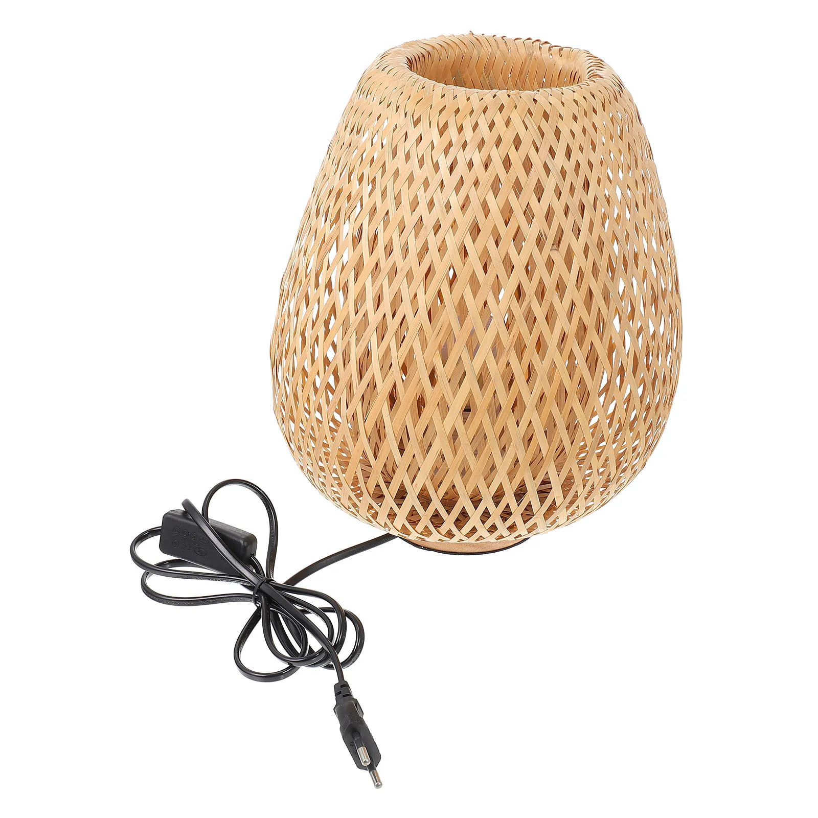 

1pc Bamboo Woven Japanese Style Tabletop Lamp Simple Bedside Light Creative Decorative Desk Lamp For Indoor Lighting Eu Plug