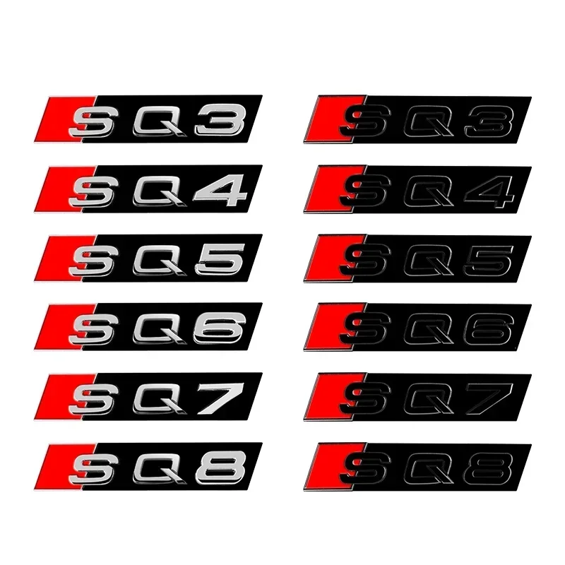 ABS Plastic Car Front Grille Badge Logo Exterior Modification Accessories Decoration Stickers For Audi SQ3 SQ4 SQ5 SQ6 SQ7 SQ8