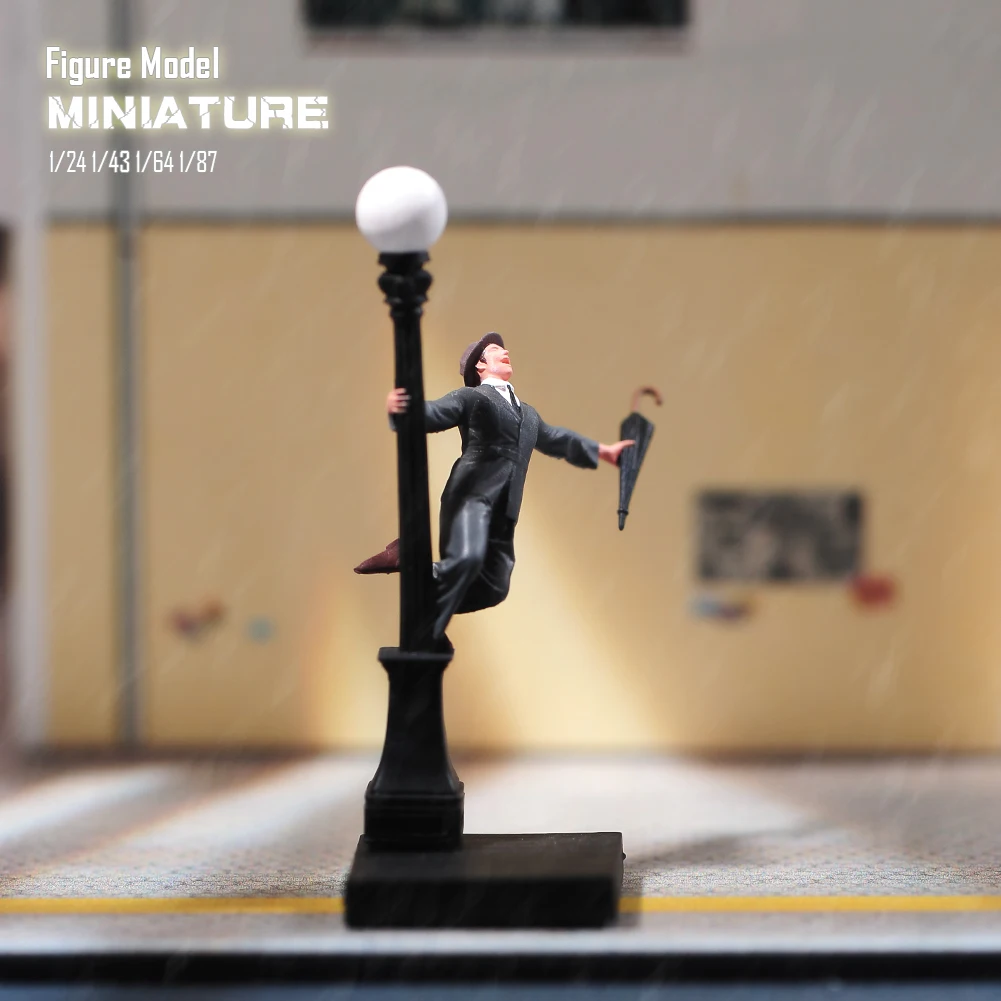 Miniatures Figures 1/87 1/64 1/43 1/24 Actors Sing and Dance Under Street Lights 3D Print Doll Diorama DIY Creative Scene Props