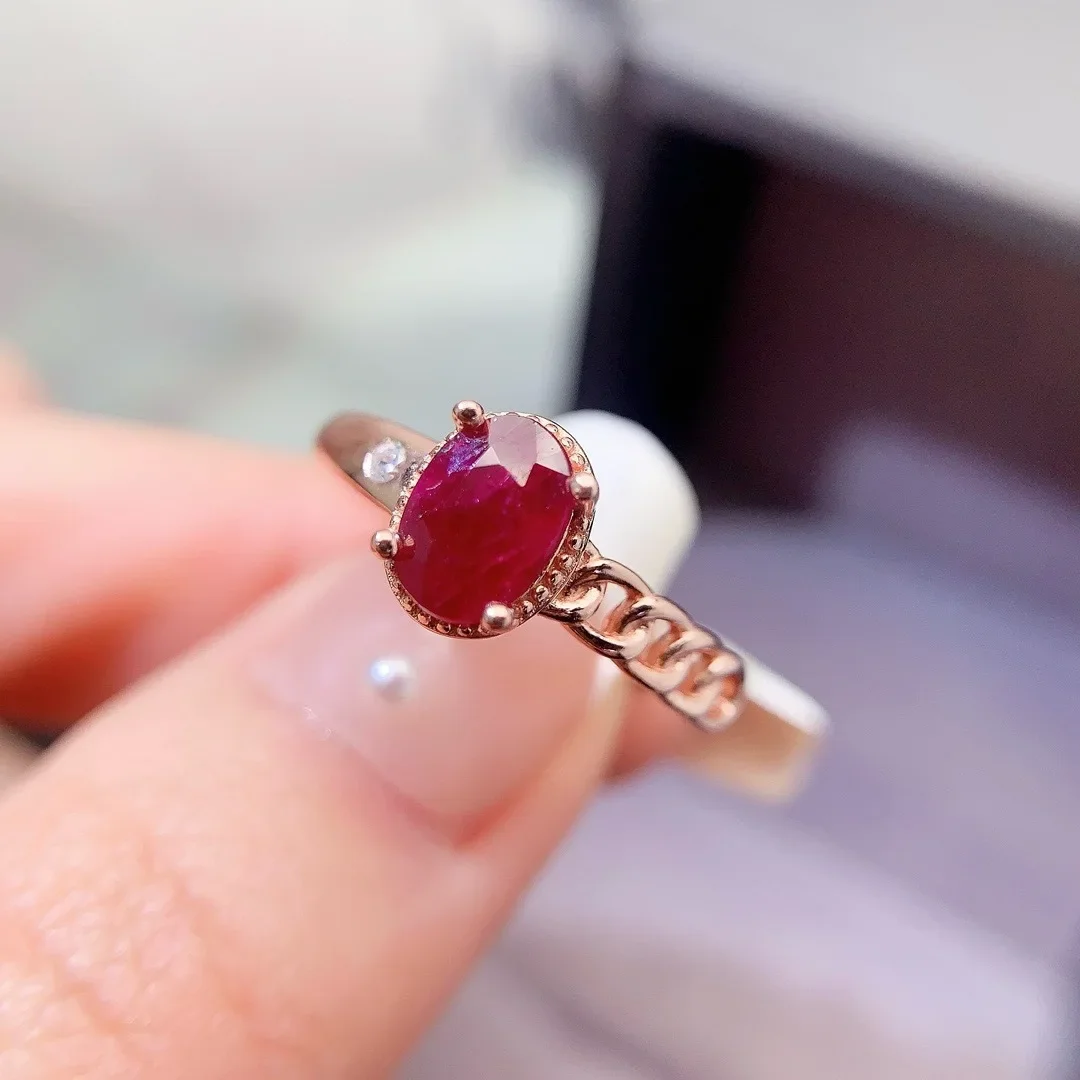 

The New Natural Ruby Ring Comes with A Certificate To Support Re-inspection of S925 Fashion Jewelry