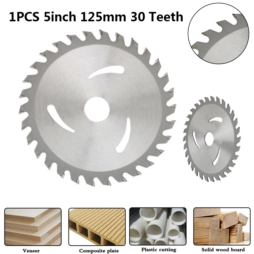 1 Pc 5 Inch 125mm Circular Saw Blade Wood Cutting Disc 30 Teeth 20mm Aperture Carbide Cutting Disc Rotary Tool Accessories