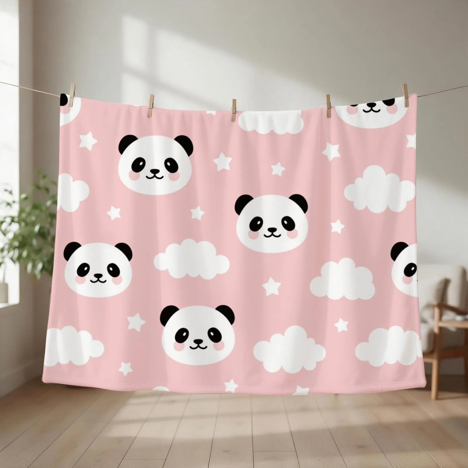 cute baby pandas Throw Blanket couch cozy soft plush fuzzy picnic outdoor blanket