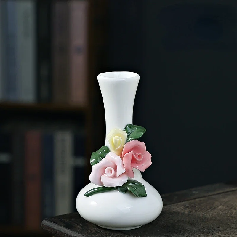 Handmade Flower Vases Ceramic Hydroponic Mini Flower Inserted Dry Flower Fragrance Bottle Home Decorations Floreros Vintage