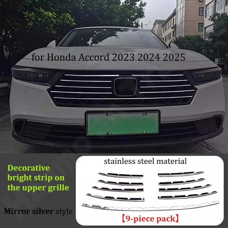 

for Honda Accord 2023 2024 2025 Front grille sticker/stainless steel decorative sticker/body gloss strip/front bumper sticker