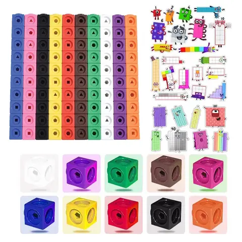 100Pcs Linking Cubes Maths Montessori Educational Toys Classroom Supplies Teaching Kids Learning Items Kinder Spielzeuge