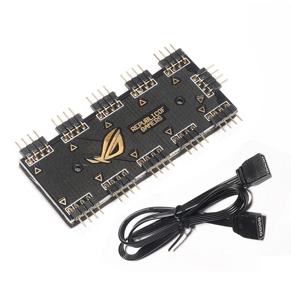 12V 4 Pin ARGB Cable Splitter Hub RGB Fan 10 Hub Adapter Computer Desktop PC Accessories for Asus/MSI/GIGABYTE/ASRock Motherboar