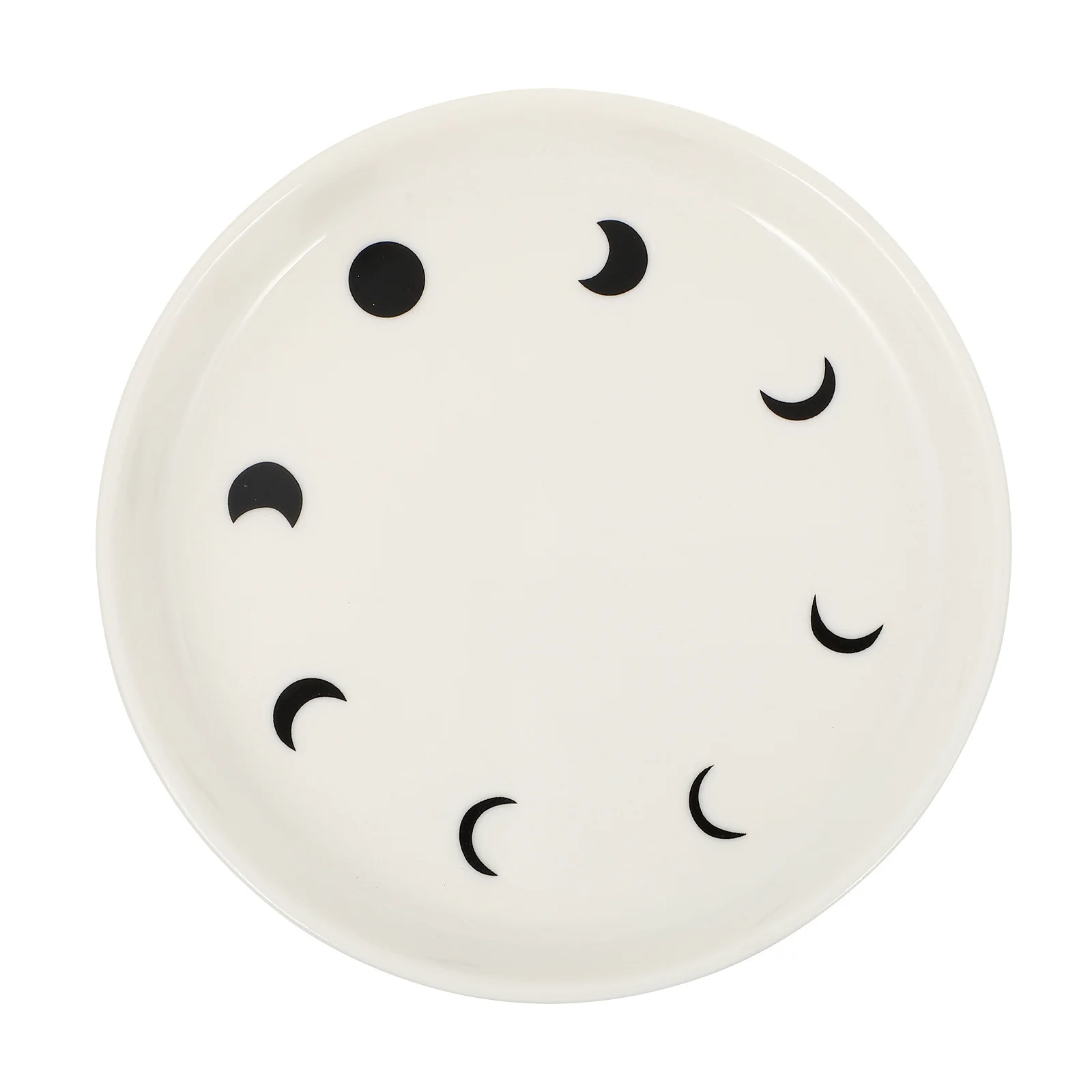 Practical Moon Pattern Ceramic Tray Jewelry Storage Organizer for Rings Earrings Keys Decorative Trinket Plate White