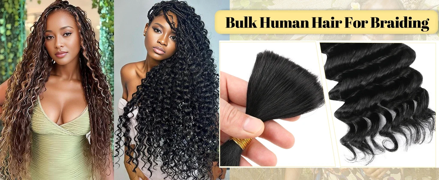 Kinky Straight Bulk Echthaar 100g ohne Tressen, Echthaarbündel, Micro-Echthaar zum Flechten, Echthaar zum Flechten HairUGo – Detail 2