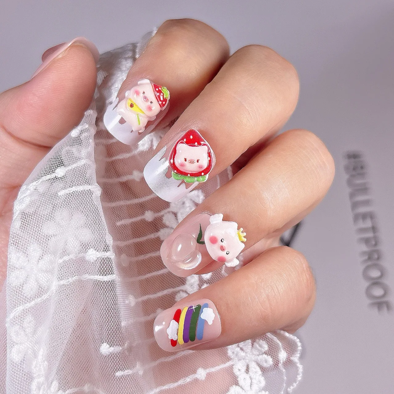 50 stuks hars schattig aardbei varken nail art handgemaakte slijtage nagel haarspeld koelkast telefoon geval nail art diy decoratie accessoires