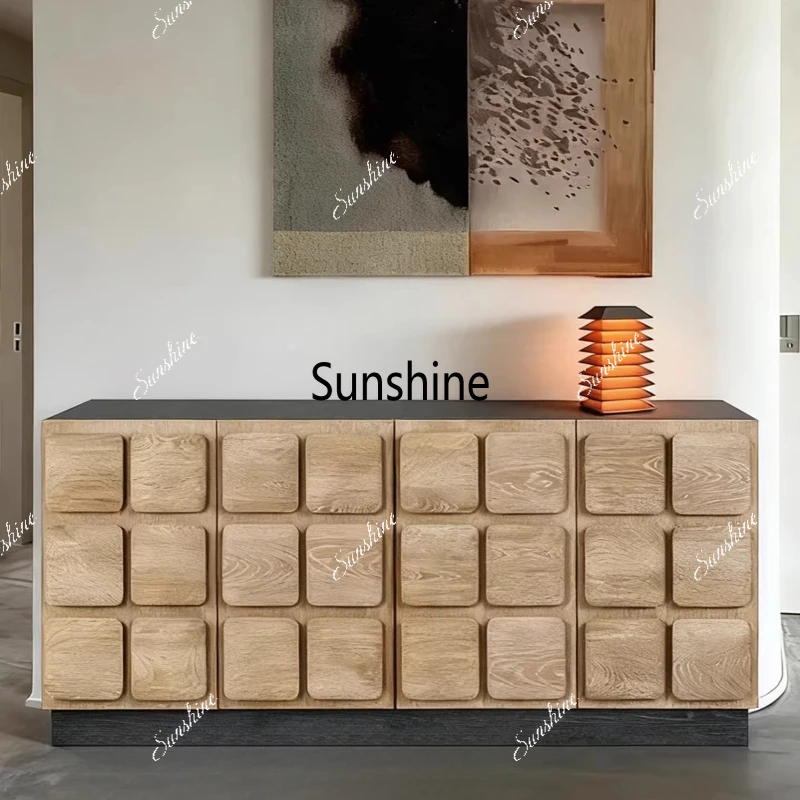 

Medieval wabi-sandy wind solid wood porch cabinet retro side cabinet against the wall side cabinet