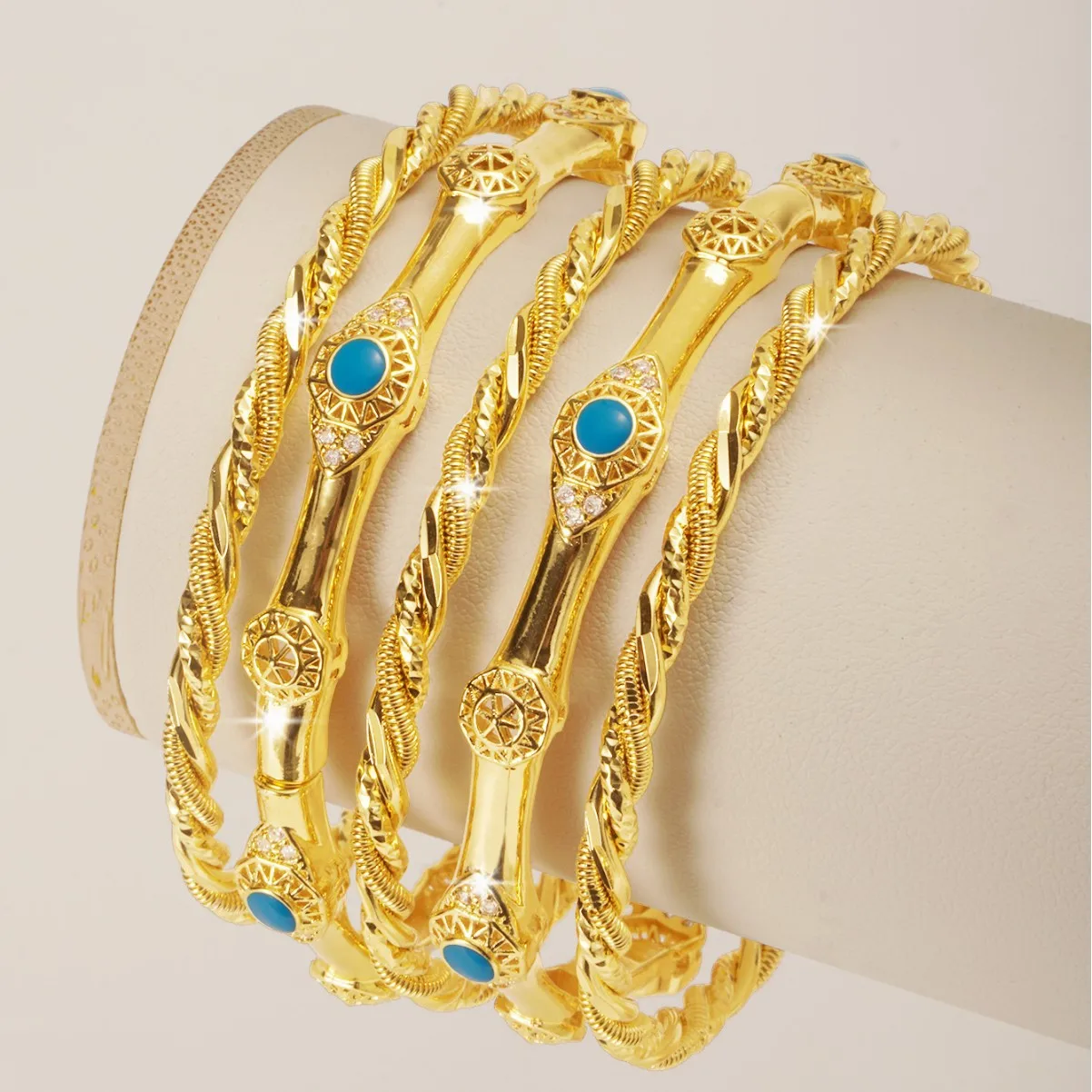 9999 gold best-selling elegant geometric design women's open bracelet - Middle East fashionable set bracelet
