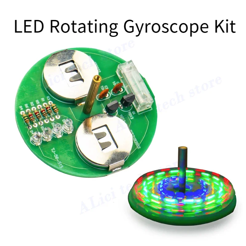 Diy Electronic Kit LED Gyro DIY Welding Kit Rotating Lantern Inline Components Diy Electronic Sodering Project(without Battery)