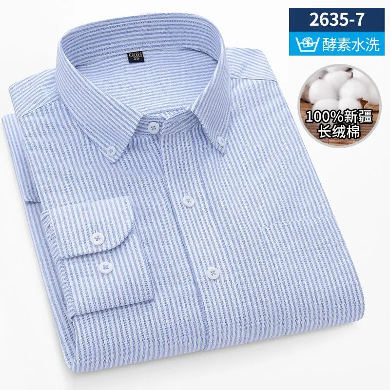 2024 Spring/Summer Plus Size S~5XL Men\'s Shirt Long Sleeve High Quality100% Cotton Oxford Non-ironing Business Casual Shirts Top