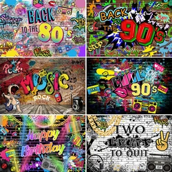 Laeacco Graffiti Backdrops For Photography Brick Wall Pattern Rock Music Disco Party Child Portrait Photo Backgrounds Photocall